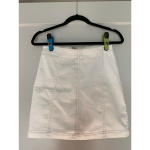 Free People white denim mini skirt